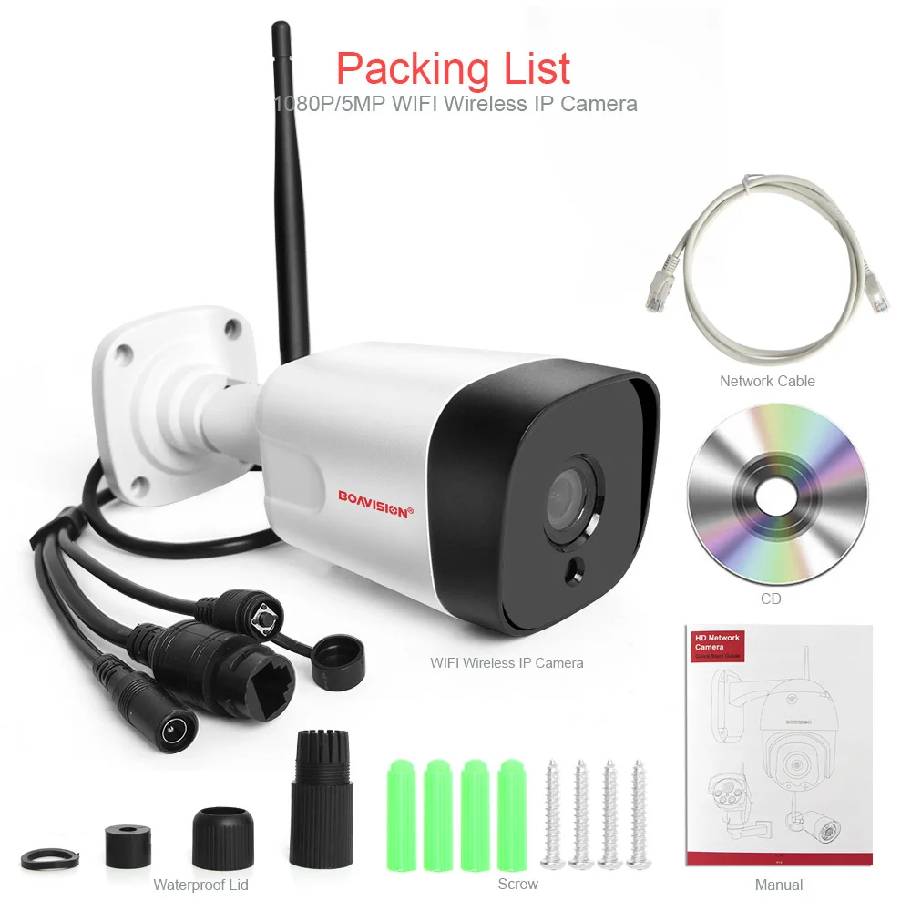 HD 5MP wifi Беспроводная ip-камера 1080P CCTV Wi-Fi камера наружная Onvif сигнализация 2-Way аудио TF слот для карт 6* Массив Led IR 20m CamHi