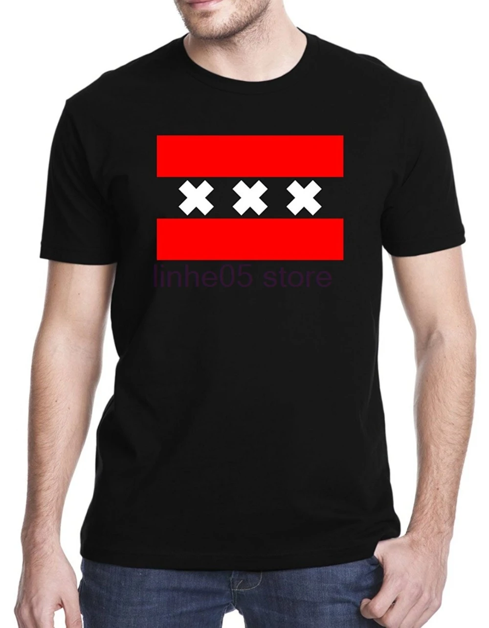 T shirts for men Men T shirt Fashion Cotton O neck Hip Hop T shirt Pattern Amsterdam Flag T Shirt