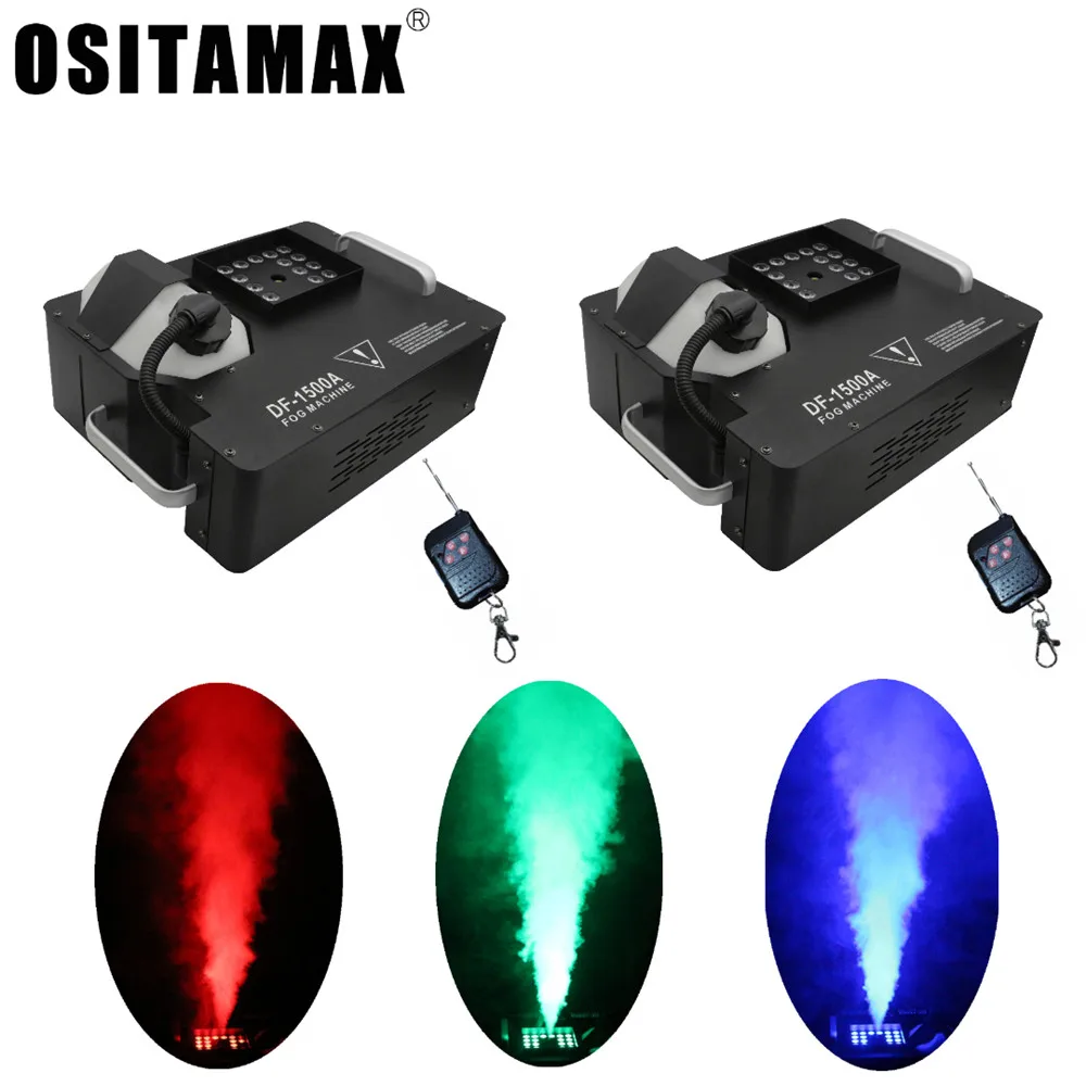 2PCS 1500w Smoke Machine 24x3w RGB LED Color Fogger Smoke Equipment