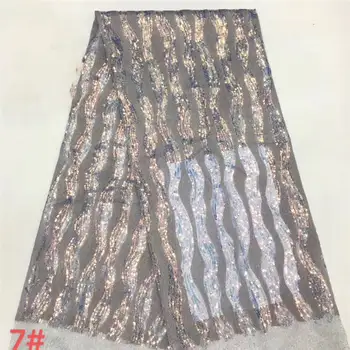 

Gray African Lace Fabric 2020 Embroidered Nigerian Laces Fabric High Quality French Tulle Lace Fabric With Sequins L9166