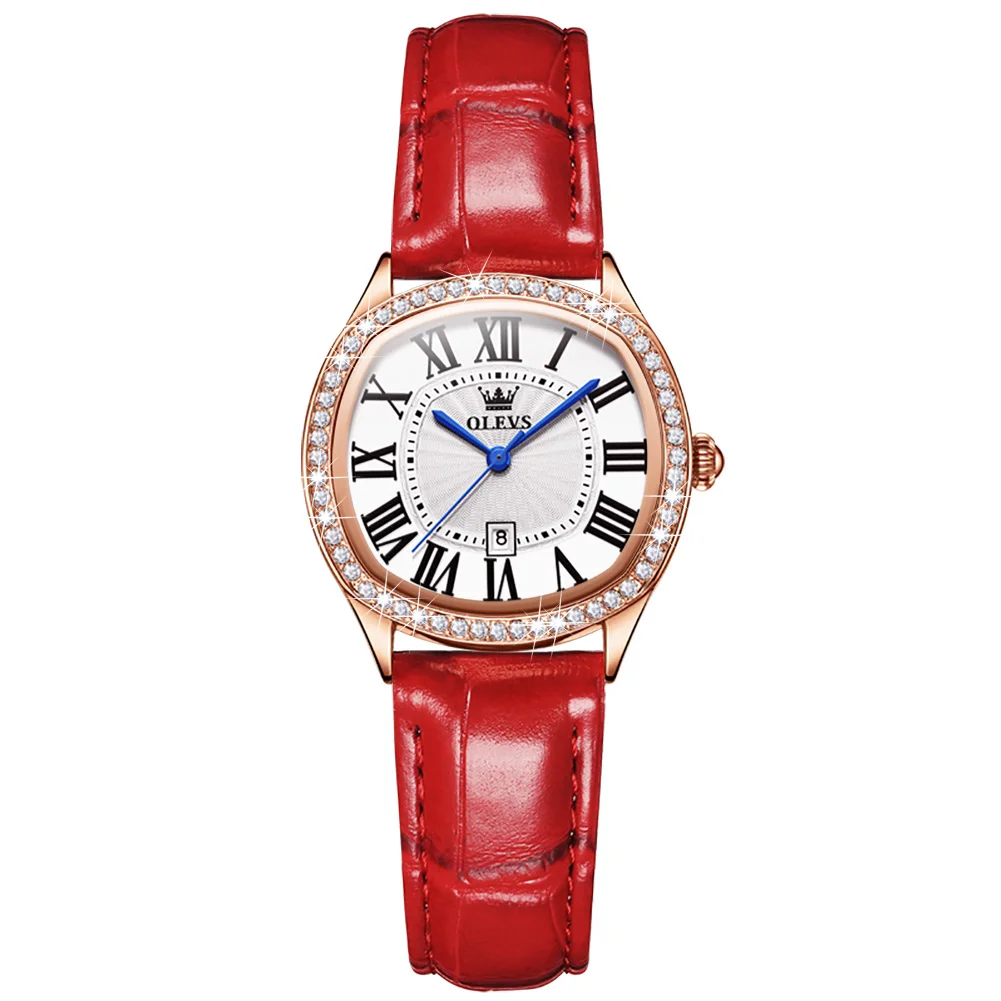 

OLEVS Rose Gold Diamonds Women's Watches Waterproof Ladies Quartz Wrist Watch Leather Strap Montre Femme Relogio Feminino