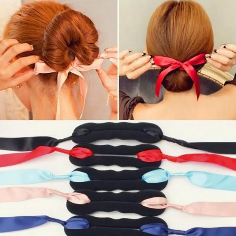 

Fashion Women Hair Accessories New Hair Curls Bun Head Band Hair Maker Magic Hair Making Tool Ribbon Bowknot Bun Maker New