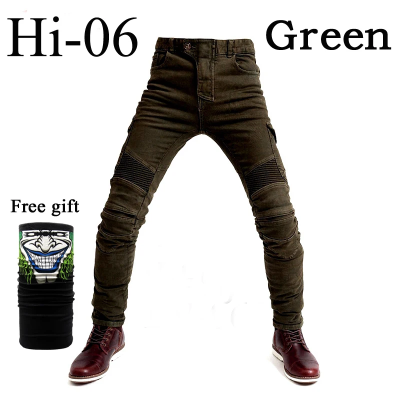 Мото rcycle джинсы новые армейские зеленые UBS-06 джинсы мужские мото rcycle джинсы защита Экипировка мото брюки UBS-06 гонки - Цвет: Hi-06 green O