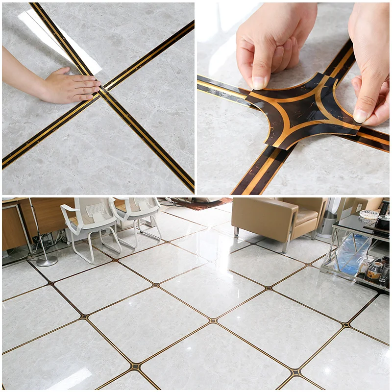 Generic 50M Gold Color Self Adhesive Waterproof Wall Tape Strip Floor Tile  Beauty Seam Sticker Home Decoration