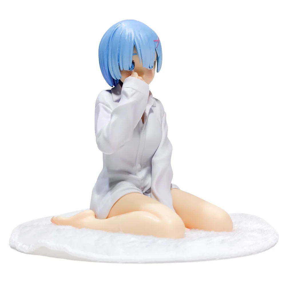 

14cm Anime Scale Painted Figure Re: Life In A Different World From Zero White Shirt Kneeling Version Rem Action PVC Figure Toy