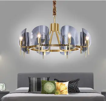 

Post-modern Nordic simple restaurant model room chandelier creative personality all copper luxury atmosphere living room bedroom