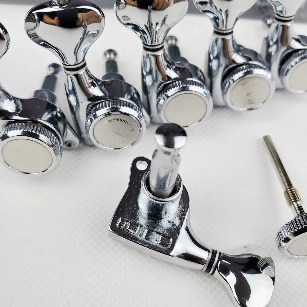 Kaynes-trava para Guitarra Afinador de Cordas Pegs de Afinação Elétrica Conjunto Cabeçotes Cromado Prata Dj334c 1 - Image 5