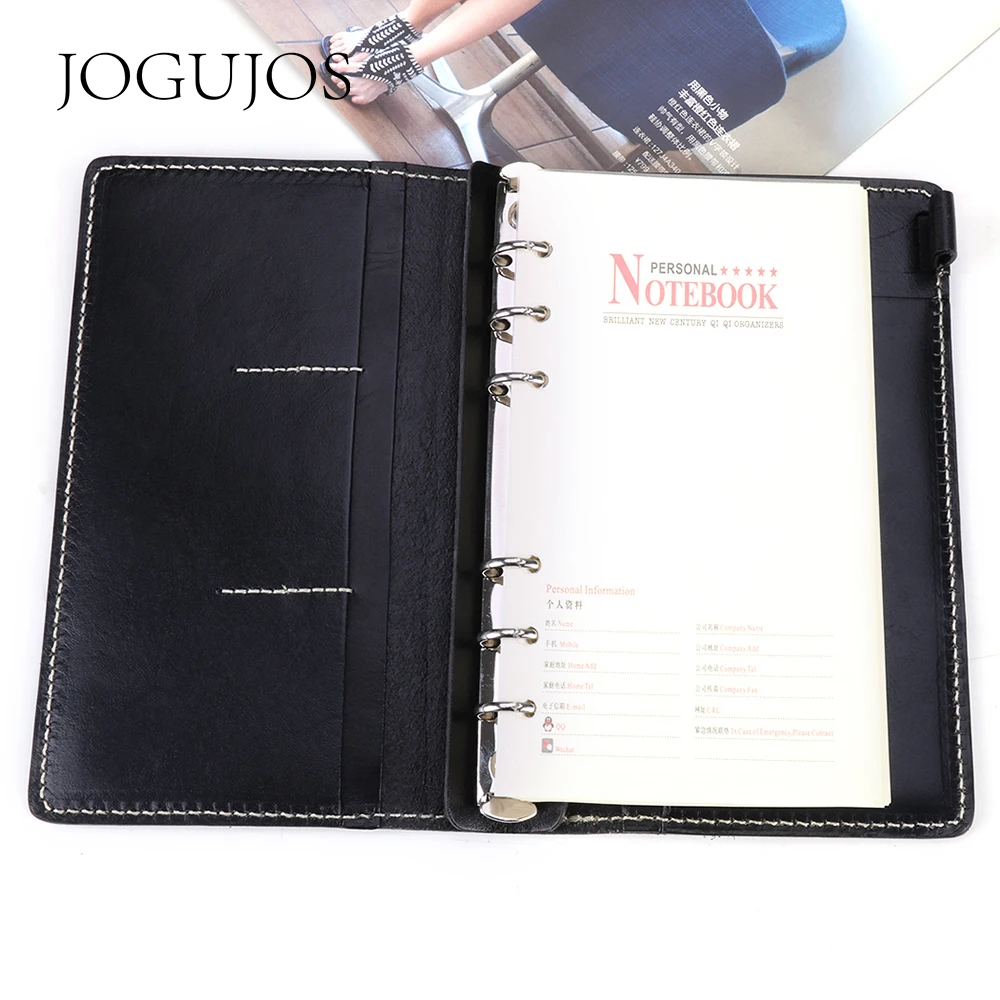 

JOGUJOS Notebook Pocketbook for Busniess Work Office Quality Genuine Leather Women Men Card Holder Long Wallet Passport Holder