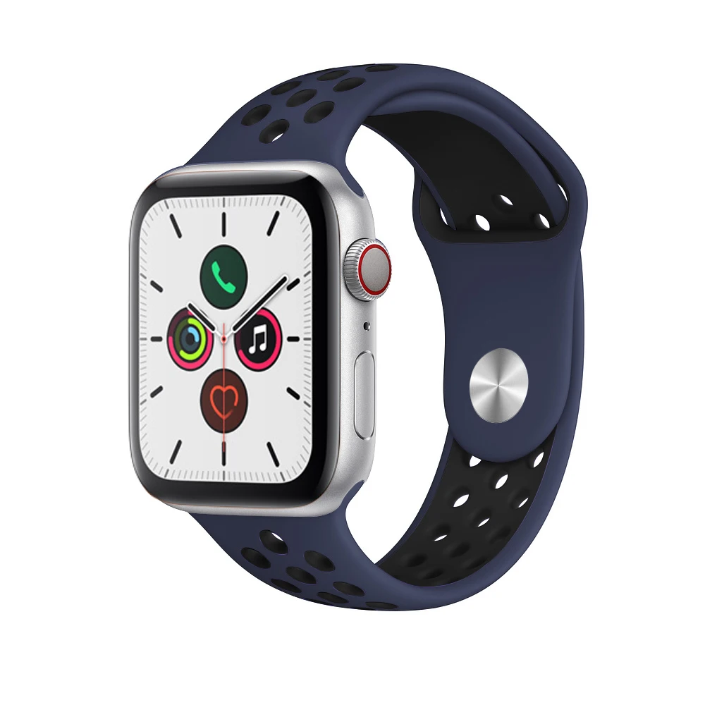 Силиконовый ремешок pulseira для apple watch band 4(iwatch 5) 44 мм 40 мм apple watch 3 2 1 ремешок 42 мм 38 мм - Цвет ремешка: darkblue black