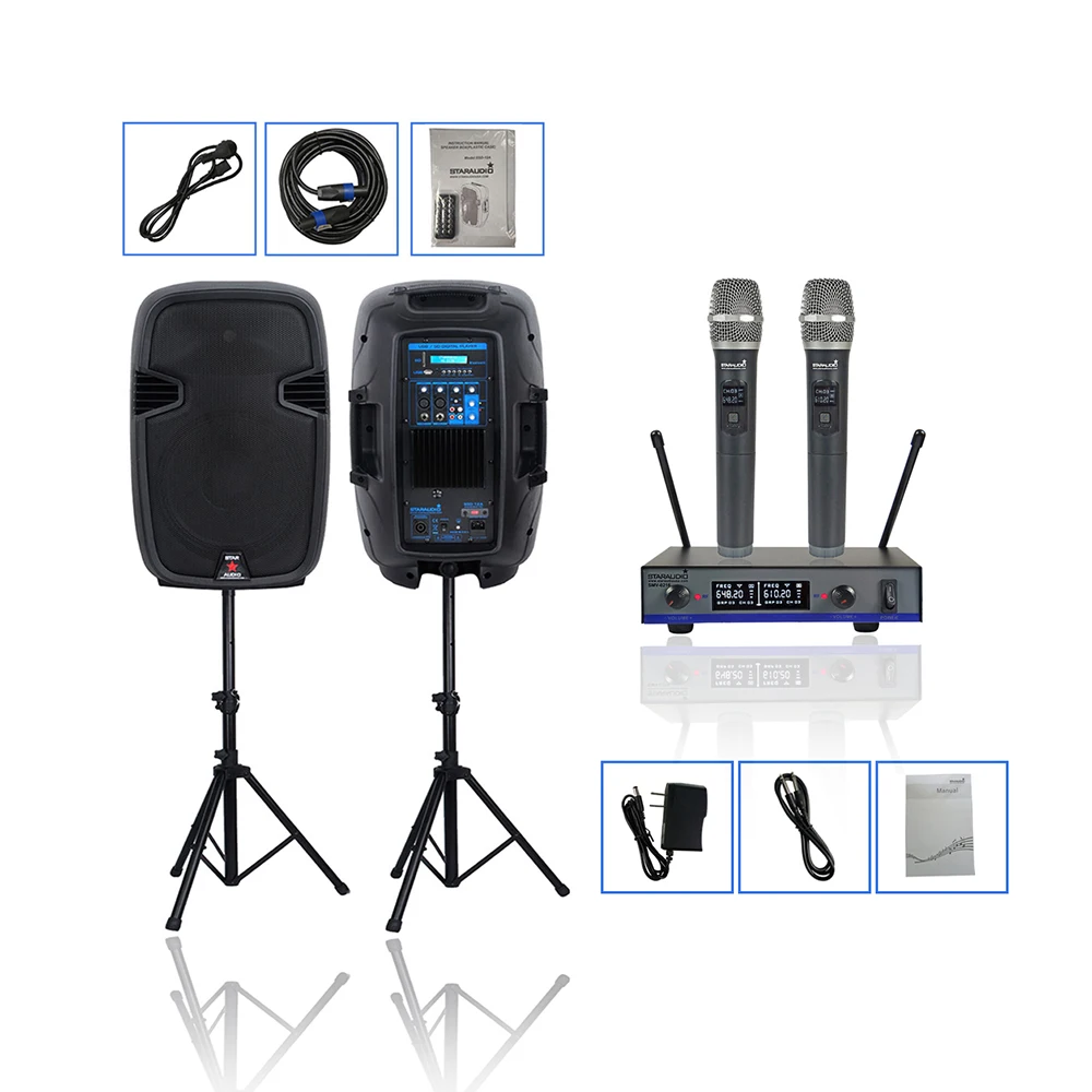 Двойные 12 &quot2000 Вт PA Активные Bluetooth колонки для сцены диджея кабель 2CH UHF