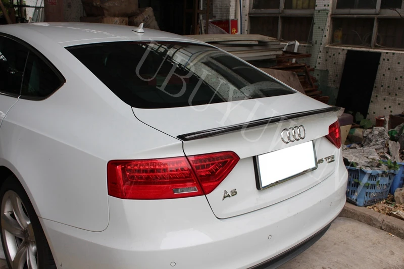 Для Audi A5 4 двери 2009- Высокое качество углеродное волокно внешний задний багажник спойлер автомобиля задний Багажник крыло украшение