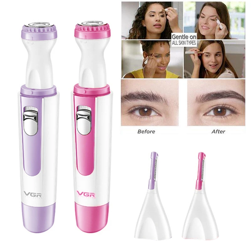 

VGR Battery Hair Removal Apparatus Lady Shaver Eyebrow Shaver 2 in 1 battery Lip Hair and Armpit Hair Removal