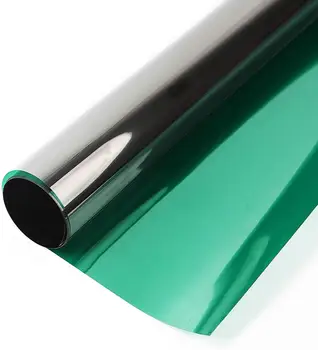 

2m Length Sunscreen Glass Film Static Cling No Glue Green Silver Removable One Way Perspective Anti-UV Durable Sticker