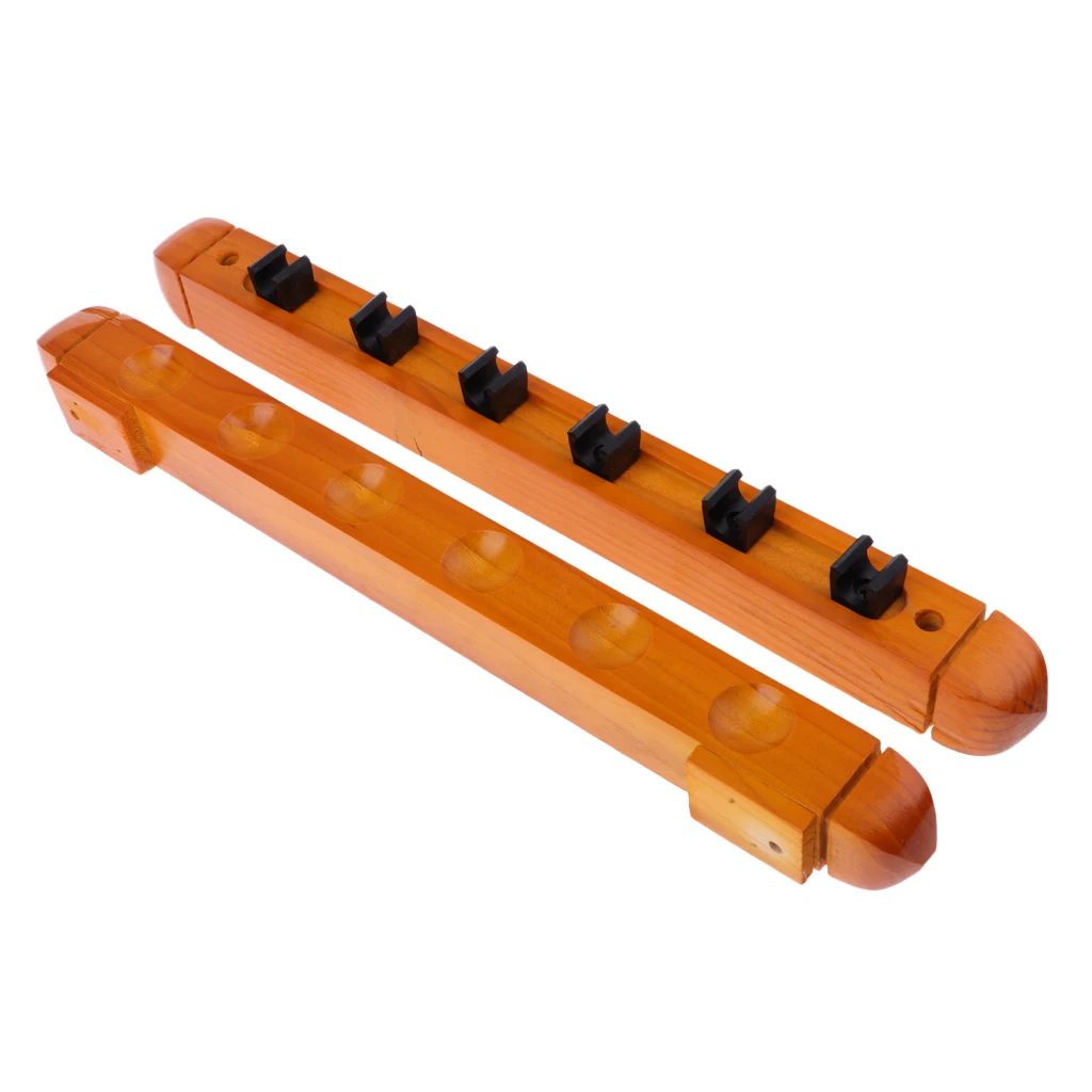 Billiard Pool Stick Shaft Wall Mount Hanging 6 Cue Wood Rack Holder Stand Holder