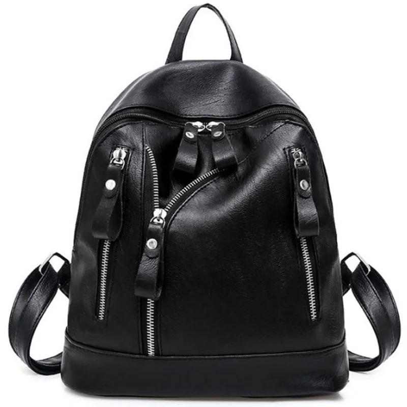 

European And American Tide Pu Soft Leather Backpack Fashion Wild Female Backpack Simple Backpack