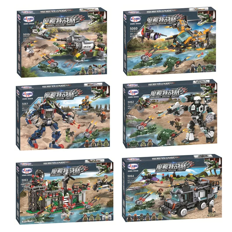 

Wei le Building Blocks Children'S Educational Boy Model Magic Crocodile Special Combat Team Mad War Storm Mech 6-7-Year-Old Asse
