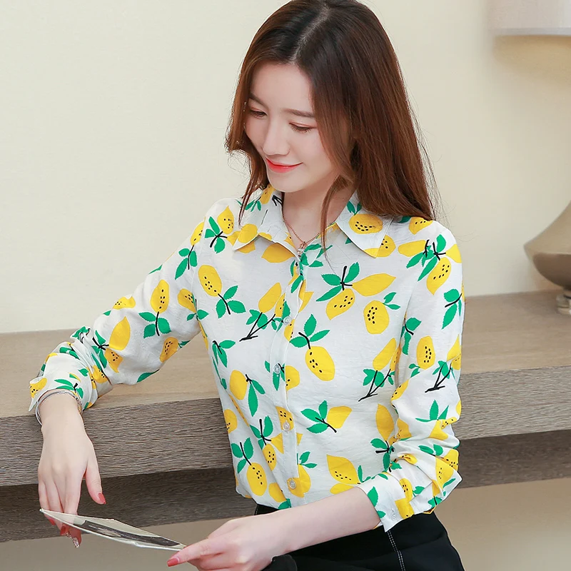 Moda coreana Mujer Blusas De algodón camisa elegante Mujer estampado camisa grande XXL Blusas Mujer