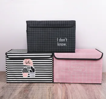 

Storage Clothes Box, Striped Holder, Washable Multi-Functional Under Bed Side Handle Home Container