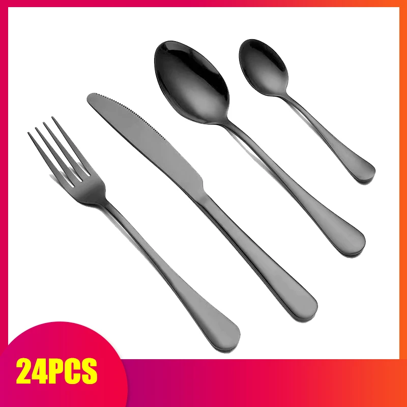 

Spklifey Steel Cutlery Set 24 Pcs Stainless Steel Cutlery Fork Spoon Knife Set Dinnerware Kitchen Spoon and Fork Tableware Set