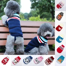 Winter Cartoon Cat Dog Knitted Clothes Warm Christmas Sweater for Small Yorkie Chihuahua Bulldogs Pet Clothing Vest Jacket 