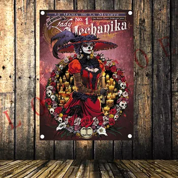 

Large Tattoo Rock music poster banner flag Vintage tapestry Hanging painting wall hanging tapestry Bar cafe concert home decor