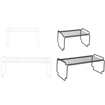 

2-Pack Stackable Kitchen Storage Organizer Coated Steel Heavy-Duty Rustproof Shelf Rounded Edge Rack RV Home