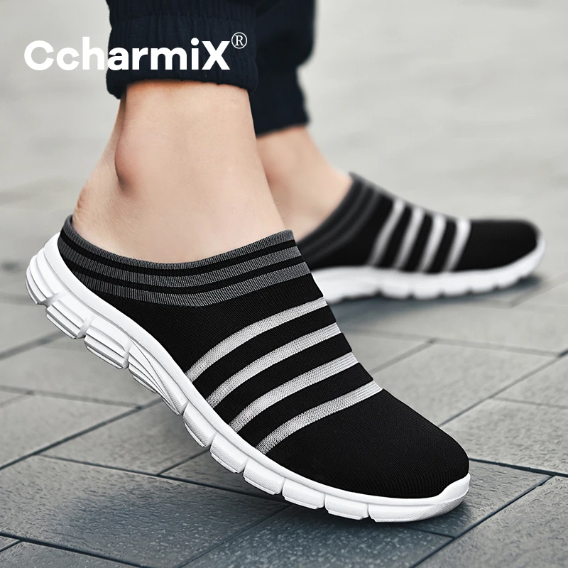 

CcharmiX Men Shoes Lightweight Comfortable Breathable Summer Flats Plus Size 35-46 Outdoor Flying Woven Walking Casual Shoes