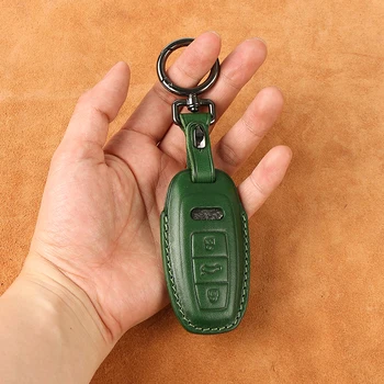 

2020 Leather Car Remote Key Case Cover for Audi A6 A6L A7 A8 C8 Q8 2018 2019 2020 Cover Keychain Key Holder Shell Holder Fob