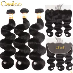Ossilee 13x6, фронтальная пряди с кружевом, волнистые человеческие волосы, пряди с фронтальной частью, бразильские волосы Remy, пряди с закрытием