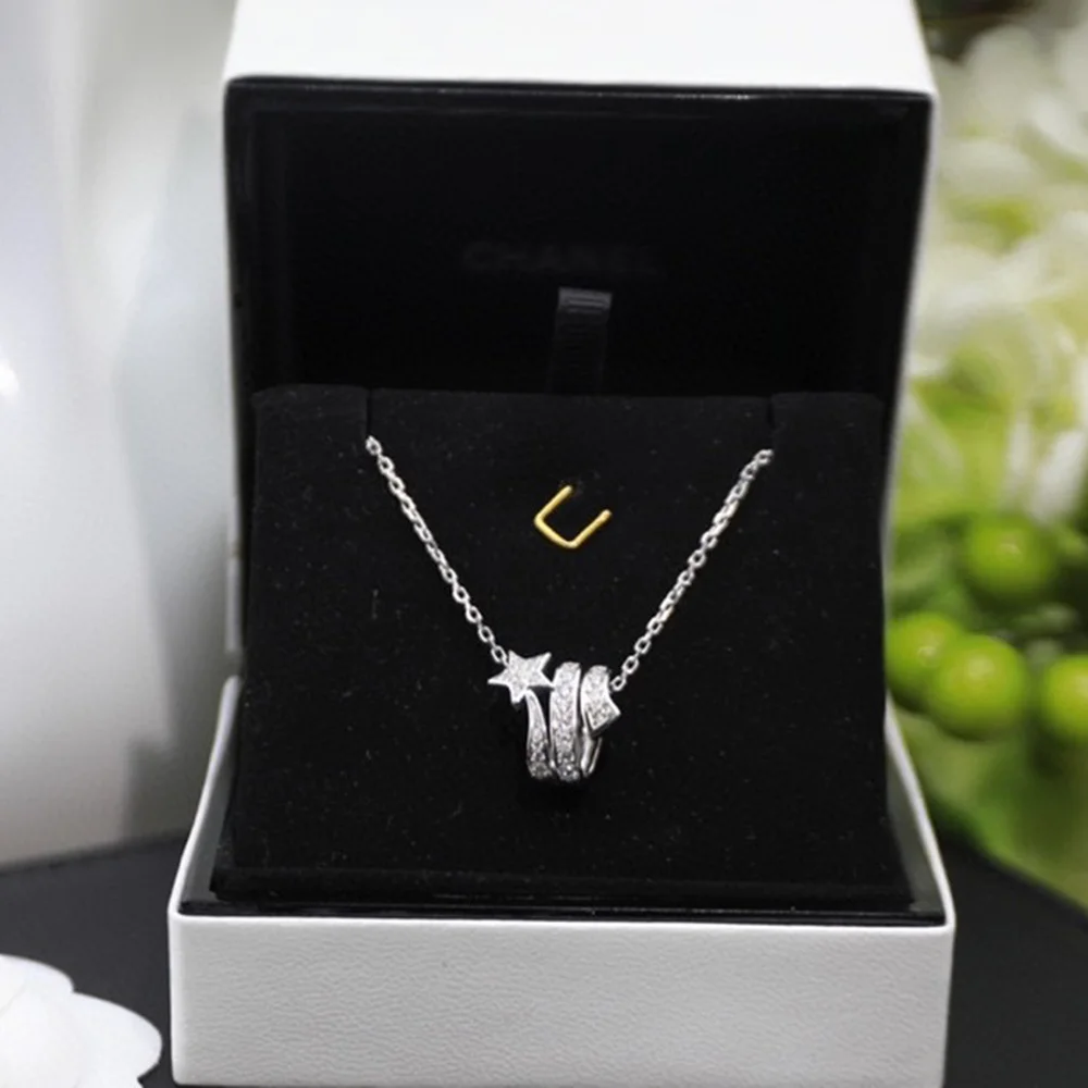 Gorgeous Luxury Brand Fine Jewelry Meteor Dainty Necklace For Women Sterling Silver Pendant Material Zircon Elegant Maiden Gift