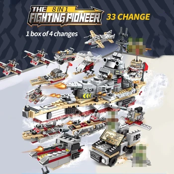 

502PCS 8 IN 1 Aircraft Compatible Block Building Blocks Army Figures LegoINGlys Blocks Bricks Military Warship Kids plastic toy