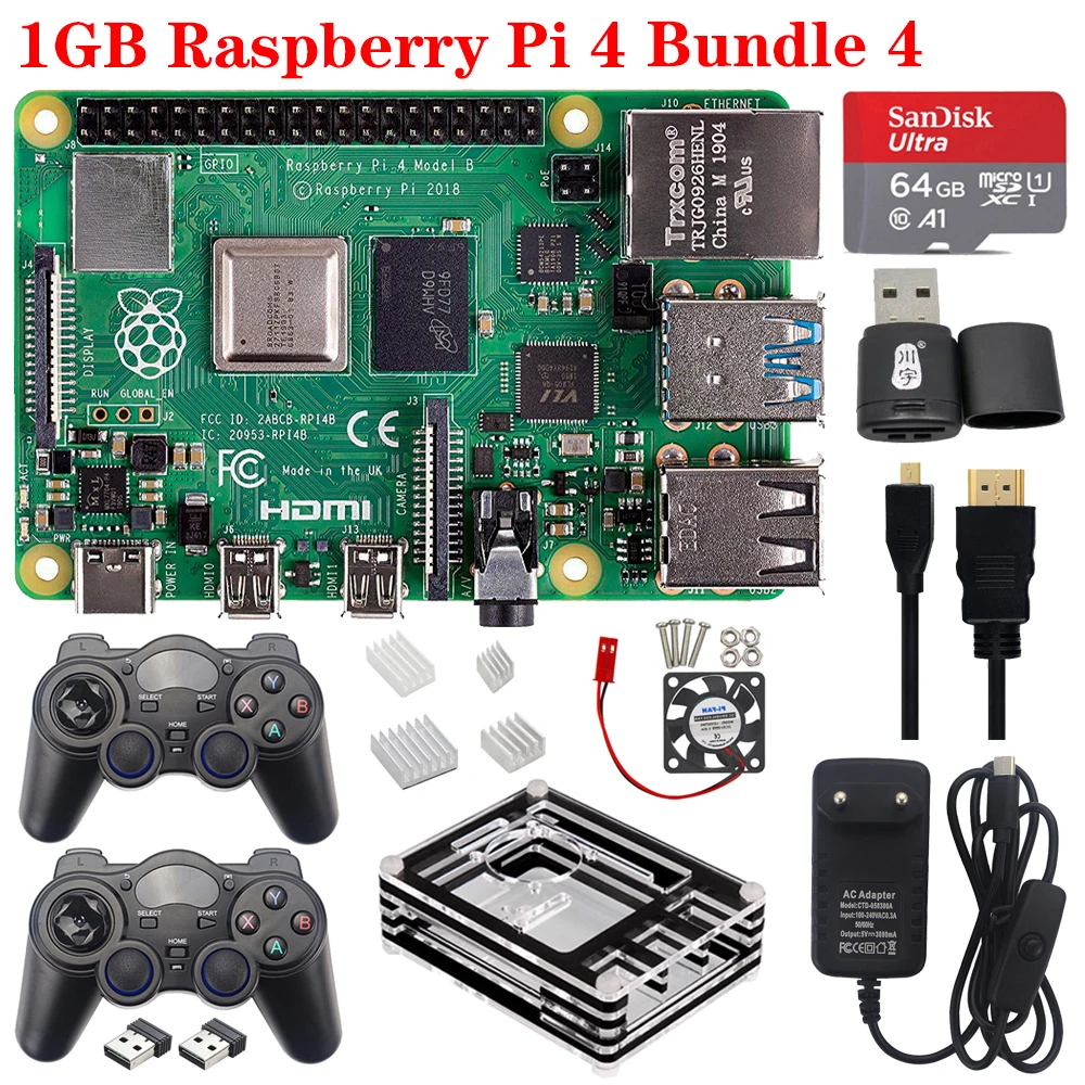 Официальный Raspberry Pi 4 Модель B ram 1 г 2 г 4 г 2,4 г и 5 г WiFi Bluetooth 5,0 с питанием чехол для Raspberry Pi 4 Модель B 4B - Комплект: Комплект 4