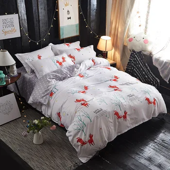 

Fox -deer -French dog- Panda Bedding Set Cartoon animals duvet cover super king queen full twin Bed linen 100% microfiber fabric