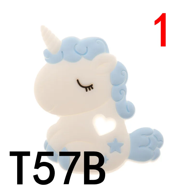 unicorn57B ATOB 1Pc силиконовый Прорезыватель для зубов Единорог кремния Еда Класс ребенка режутся зубы игрушки, не содержащие БИСФЕНОЛ медведь безопасный Прорезыватель для малышей "сделай сам" Цепочки и ожерелья с подвесками - Цвет: unicorn57B