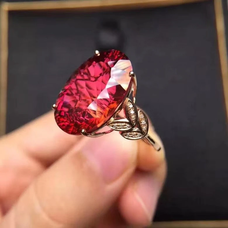 MeiBaPJ 10*14 Beatiful Natural Pigeon Blood Red Topaz Ring for Women Real 925 Solid Silver Fine Charm Wedding Jewelry | Украшения и