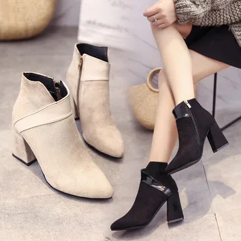 

Explosion models autumn and winter boots women's fashion casual with Martin boots wild fashion outdoor zipper bare boots