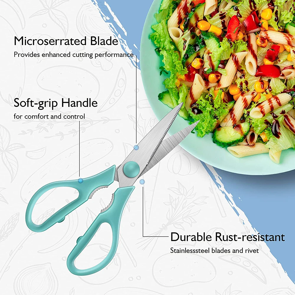 Kitchen Scissors Stainless Steel Multi Function Food Shears Ultra Sharp  Utility for Meat Fish Chicken Pizza Salad BBQ, Heavy Duty