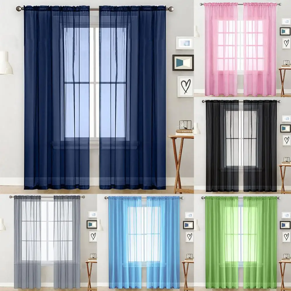 Satin Tulle Door Window Curtain Drapes Panel Valance Dividers Xmas Window Decor 