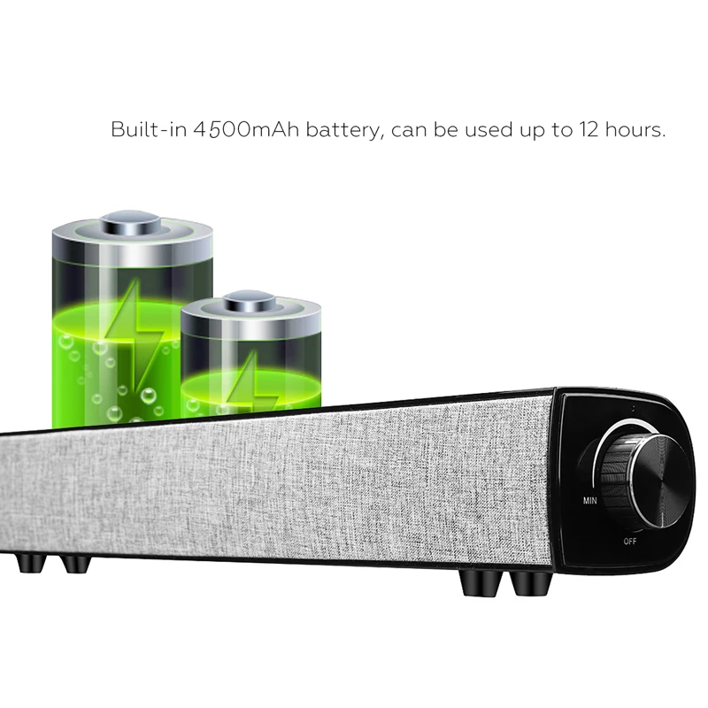 10 Вт Bluetooth динамик Саундбар 4500 мАч беспроводной бас стерео сабвуфер USB Aux 3,5 мм для домашнего кинотеатра смартфон ПК