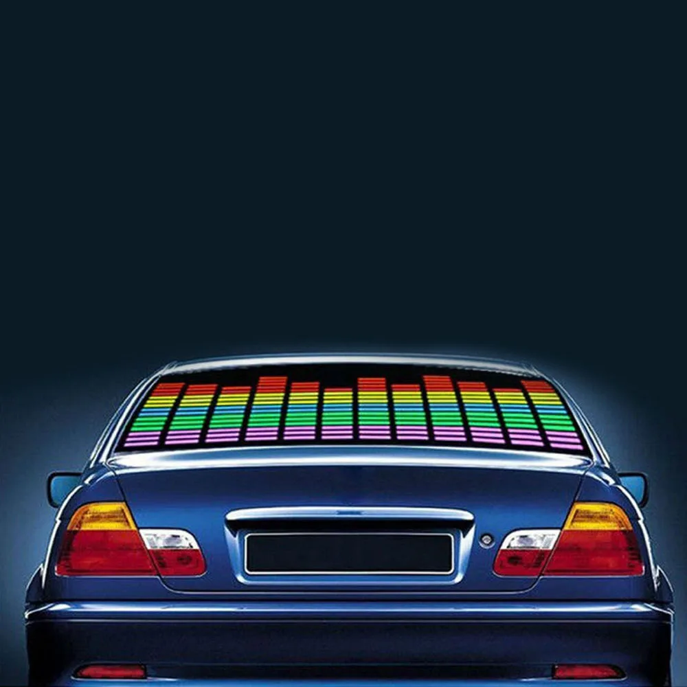 

DJsona Car RGB LED Music Rhythm Flash Light Sound Activated Sensor Equalizer Rear Windshield Sticker Styling Neon Lamp Hot Sale
