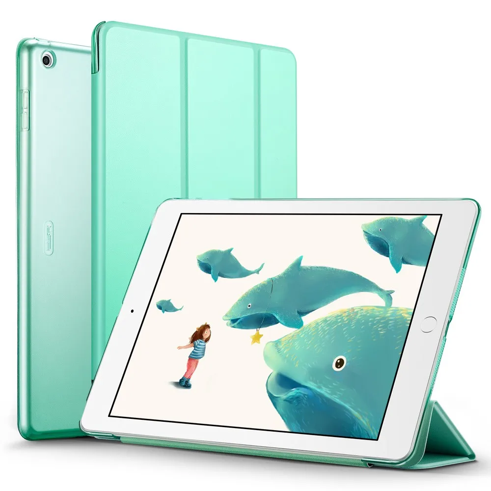 Цветной чехол ESR для iPad 9,7 дюймов, Ультратонкий чехол из искусственной кожи с функцией автоматического сна, Чехол для iPad 9,7& 6-го поколения - Цвет: Mint Green