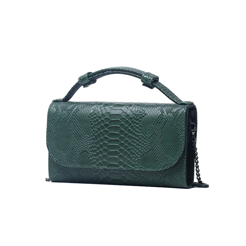 Crocodile Snake Pattern Large Clutch Shoulder Bag Women Phone Leather Bags Chain Party Purse