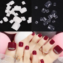 

100pcs Fake Artificial Acrylic False Toe Full Nail Tips Natural White Transparent Toenails Foot Manicure Beauty Nail Art Tools