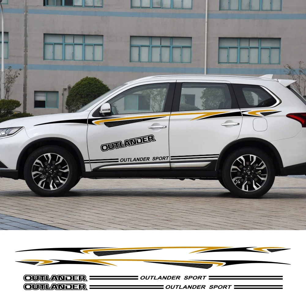 2 шт. наклейка на боковую дверь автомобиля для Mitsubishi Outlander DIY авто Спорт Персонализированная виниловая пленка наклейка Стайлинг Тюнинг автомобиля аксессуары