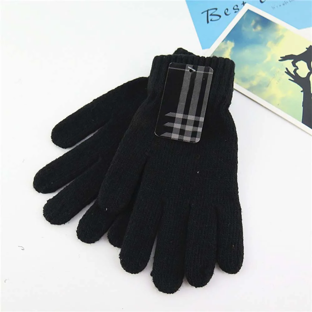 Модные зимние мужские вязаные перчатки высокого качества, мужские теплые шерстяные кашемировые однотонные мужские деловые перчатки на осень - Цвет: 1
