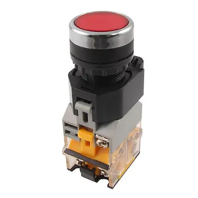 

Red Sign Locking Push Button Switch w 220V Lamp Light 22mm 1 NO 1 NC 10A 400V AC