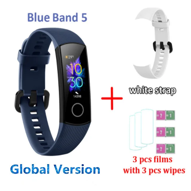 Глобальная версия huawei Honor Band 5 Смарт-браслет пульсометр смарт-браслет водонепроницаемые Смарт-часы - Цвет: Синий