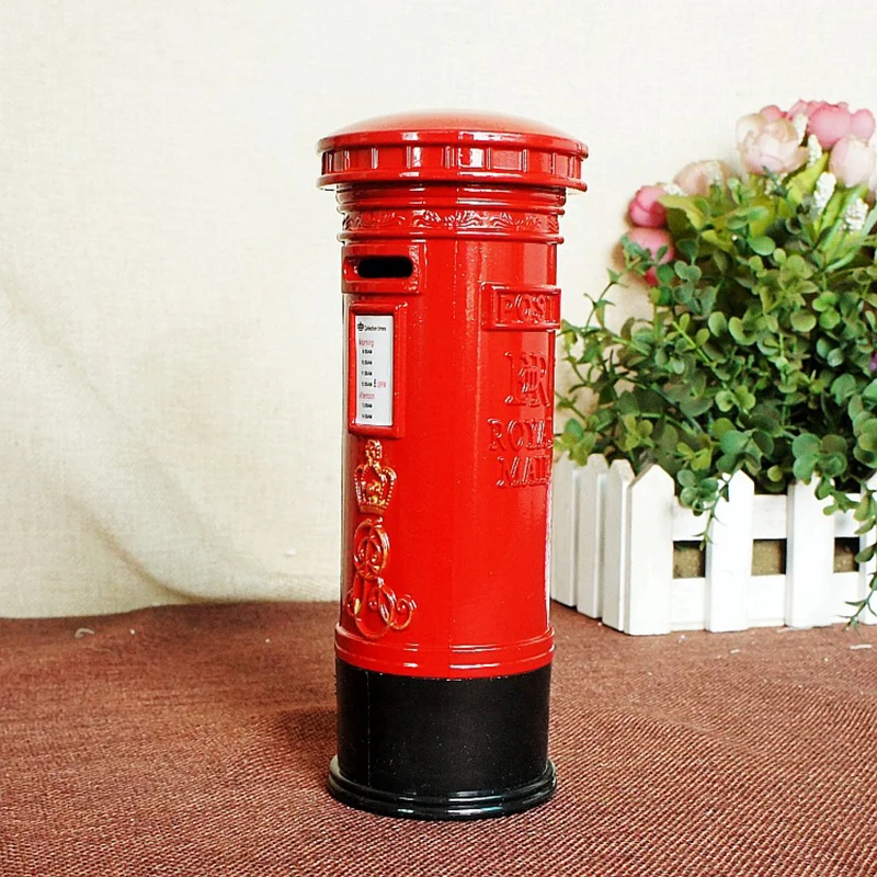 

Post Box Piggy Bank European Retro London Metal Storage Tank Desktop Decoration Creative Crafts