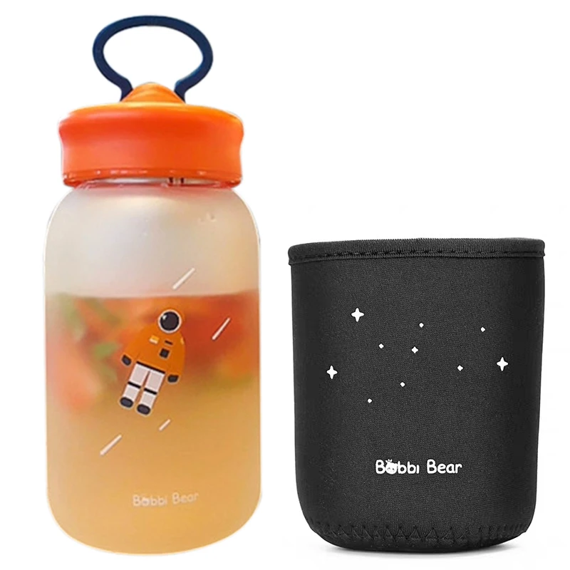 Portable Glass Water Bottle With Mobile Phone Holder Creative Frosted Web Celebrity Students - Цвет: D