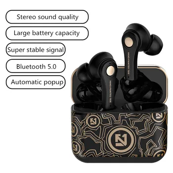 

New TS-100 graffiti true wireless TWS sports Bluetooth headset binaural in-ear HiFi music earphones with pop-up window